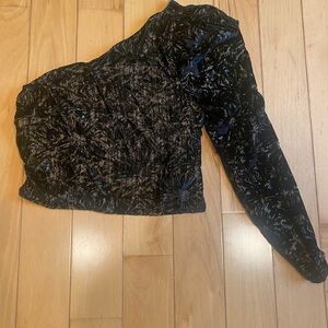 Express one shoulder crushed velvet long sleeve top. Size XS